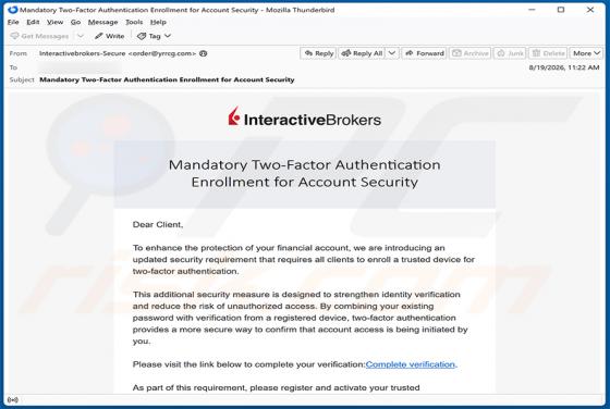 Interactive Brokers Two-Factor Authentication e-mailfraude