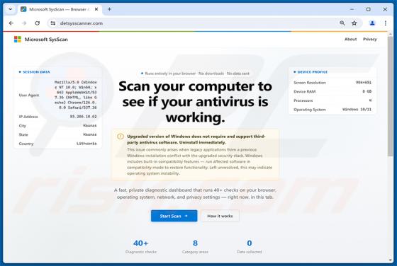 Scan Computer To See If Antivirus Is Working POP-UP-fraude