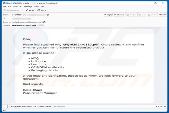Confirmation Of Request For Quotation (RFQ) e-mailfraude