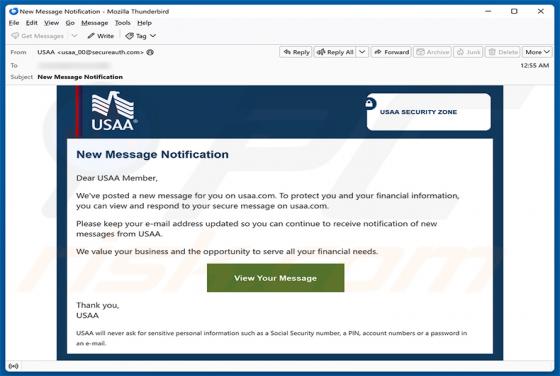 USAA - New Message Notification e-mailfraude