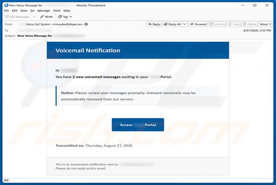 Voicemail Notification e-mailfraude