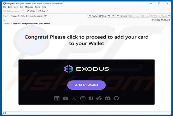 Exodus - Add Your Card To Your Wallet e-mailfraude
