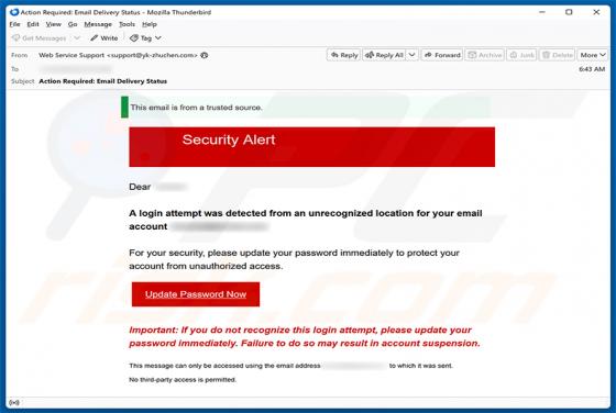 Login Attempt From An Unrecognized Location e-mailfraude
