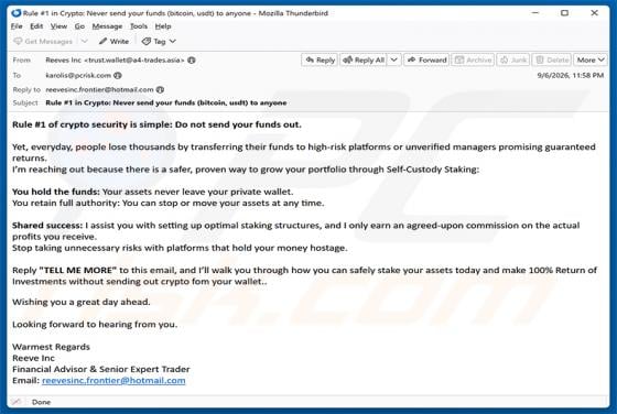 Self-Custody Crypto Staking e-mailfraude