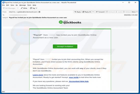 QuickBooks Online Accountant Invitation e-mailfraude