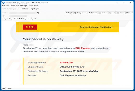 DHL Express Parcel Is On Its Way e-mailfraude