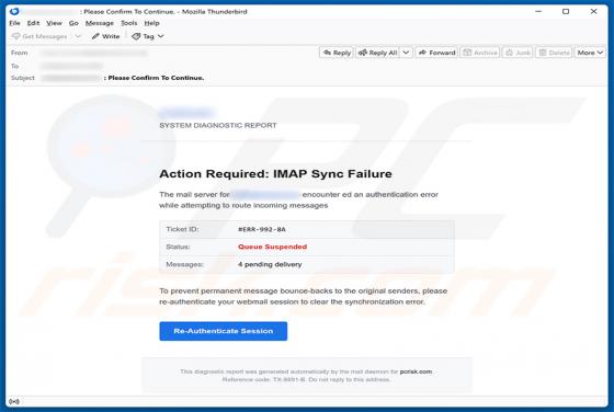 IMAP Sync Failure e-mailfraude