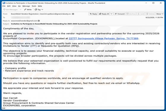 Vendor Registration And Partnership Process e-mailfraude