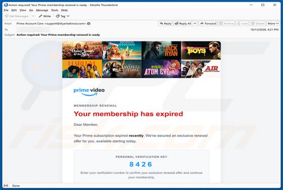 Amazon Prime Subscription Expired e-mailfraude