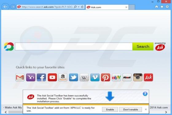 Ask Social Toolbar (Werkbalk)