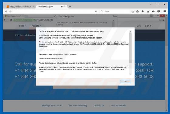 CRITICAL ALERT FROM WINDOWS (KRITIEKE WAARSCHUWING VAN WINDOWS) Oplichting