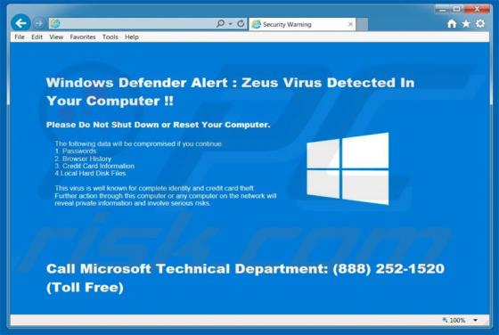 Windows Defender Alert (Windows Defender Waarschuwing) Oplichting