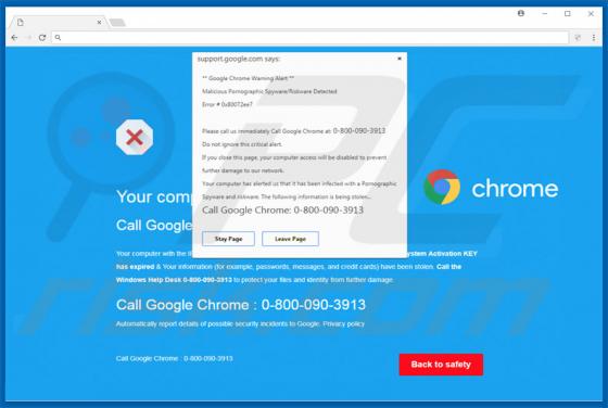 Google Chrome Warning Alert oplichting