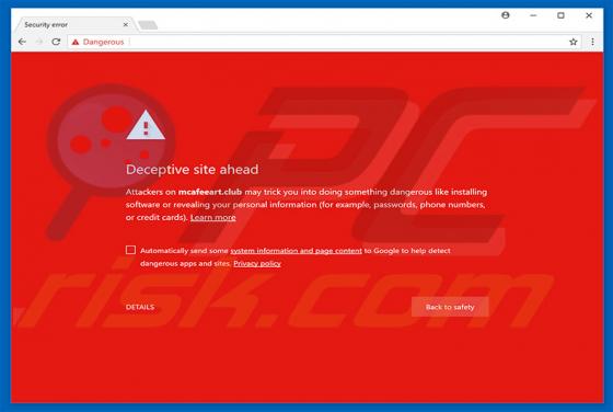 Deceptive Site Ahead virus