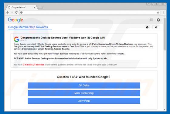 You Have Won A Google Gift oplichting