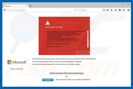 Microsoft Edge Critical ERROR oplichting