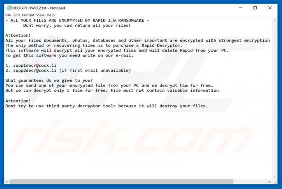 Rapid 2.0 ransomware