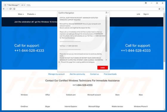 Critical Alert WANNACRY DETECTED POP-UP oplichting