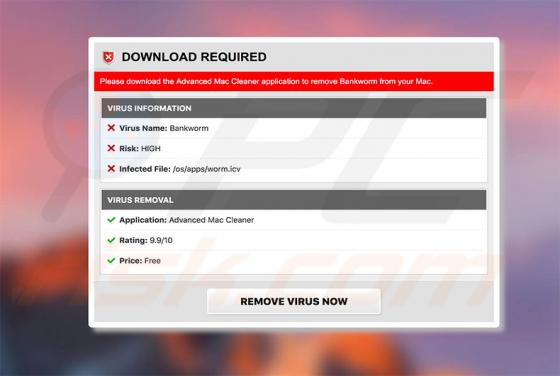 Bankworm Virus POP-UP oplichting (Mac)