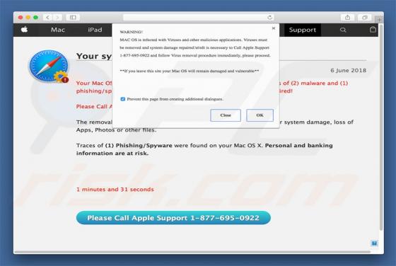 Please Call Apple Support POP-UP oplichting (Mac)