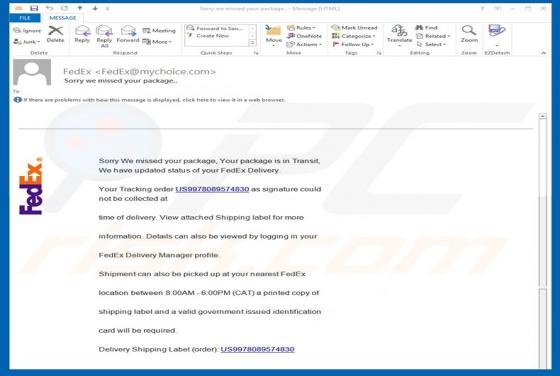 FedEx Package e-mail spam