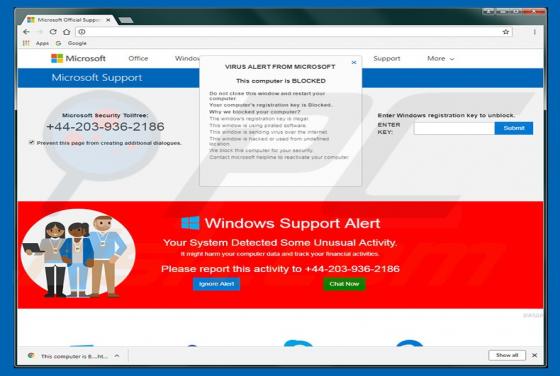 Your Registration Key Is Blocked POP-UP oplichting