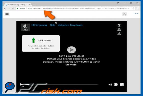Check2push.com pop-op doorverwijzing