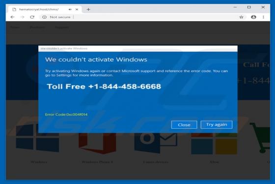We Couldn't Activate Windows POP-UP oplichting