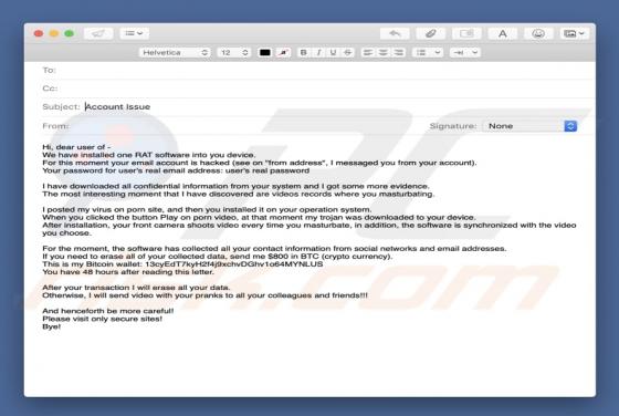 We Have Installed One RAT Software Email oplichting
