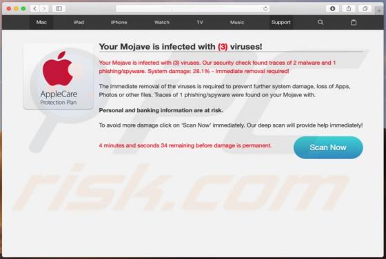 Your Mojave Is Infected With (3) Viruses! POP-UP oplichting (Mac)