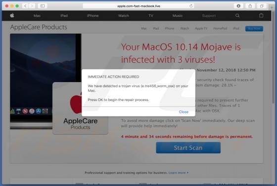 Your MacOS 10.14 Mojave Is Infected With 3 Viruses! POP-UP oplichting (Mac)
