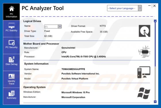 PC Analyzer Tool oplichting