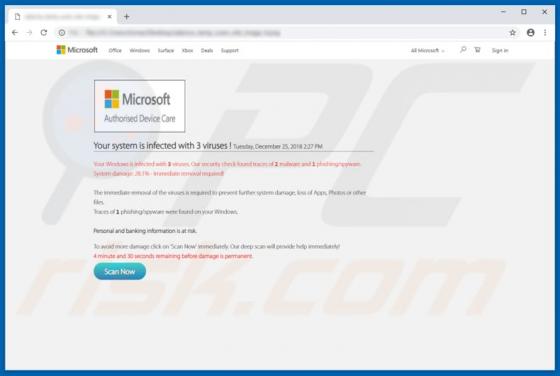 Microsoft Authorised Device Care POP-UP oplichting