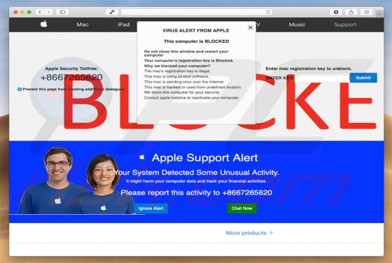 Apple Support Alert POP-UP oplichting (Mac)