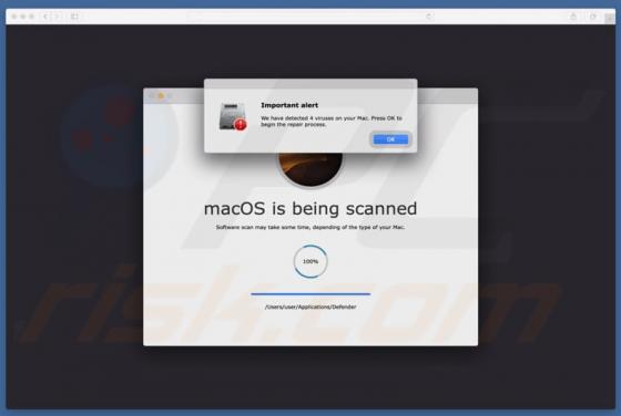Your Mac Is Infected With 4 Viruses POP-UP oplichting (Mac)