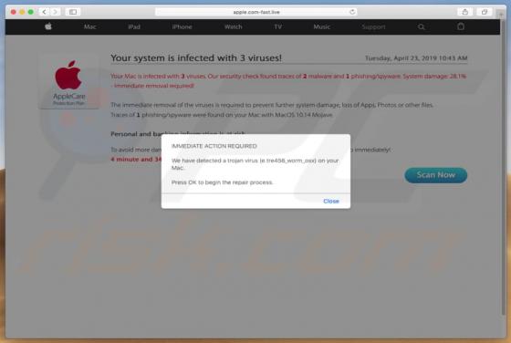 Apple.com-fast.live POP-UP oplichting (Mac)