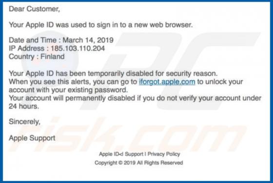 Iforgot.apple.com e-mail - Oplichting