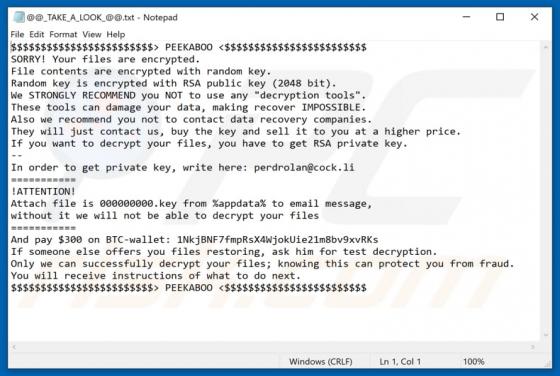 Peekaboo ransomware