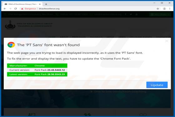 The PT Sans Font Wasnt Found POP-UP oplichting
