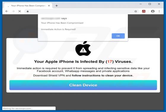 Your Apple iPhone Is Infected By (17) Viruses POP-UP oplichting (Mac)