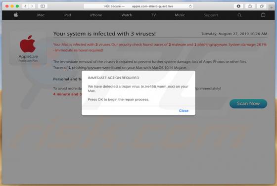 Apple.com-shield-guard.live POP-UP oplichting (Mac)