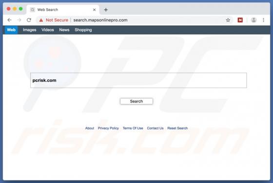 Search.mapsonlinepro.com doorverwijzing (Mac)