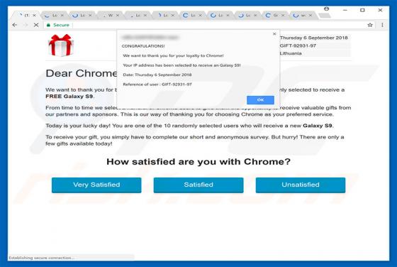 Dear Chrome User, Congratulations! POP-UP oplichting