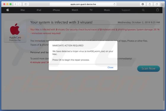 Apple.com-guard-device.live POP-UP oplichting (Mac)