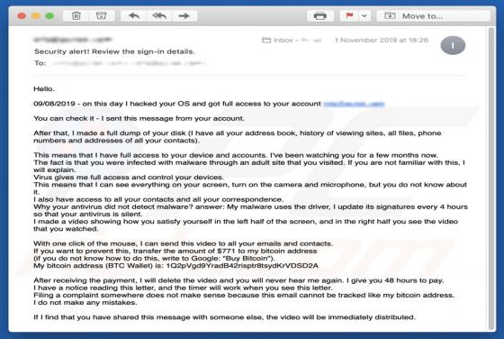 On This Day I Hacked Your OS oplichtingsmail