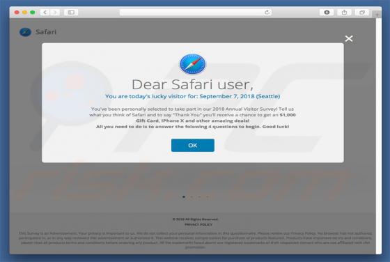 Dear Safari User, You Are Today's Lucky Visitor POP-UP oplichting (Mac)