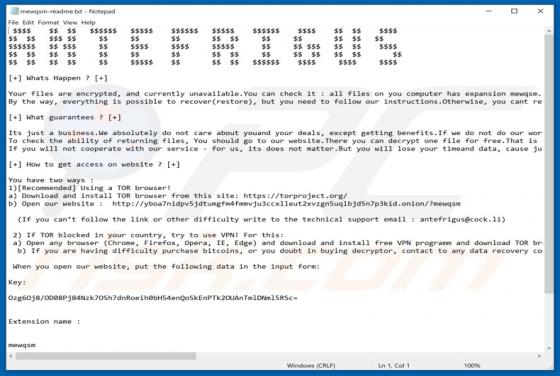 ANTEFRIGUS ransomware