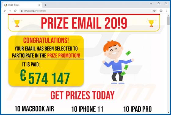 PRIZE EMAIL POP-UP oplichting