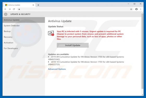Your PC Is Infected With 5 Viruses POP-UP oplichting