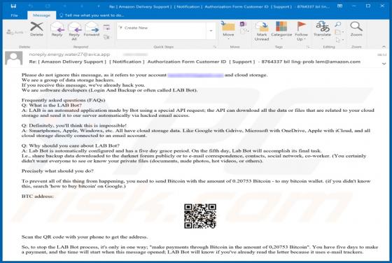 LAB Bot oplichtingsmail